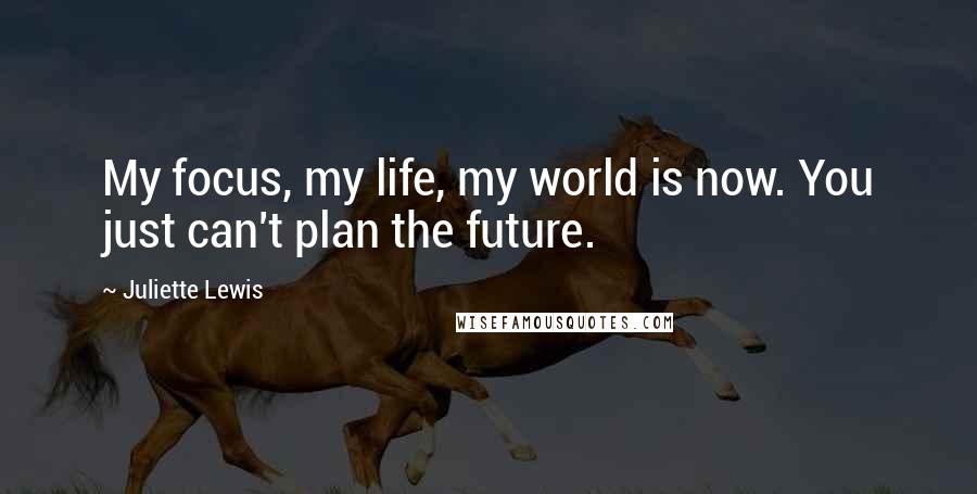 Juliette Lewis Quotes: My focus, my life, my world is now. You just can't plan the future.