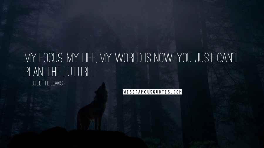 Juliette Lewis Quotes: My focus, my life, my world is now. You just can't plan the future.