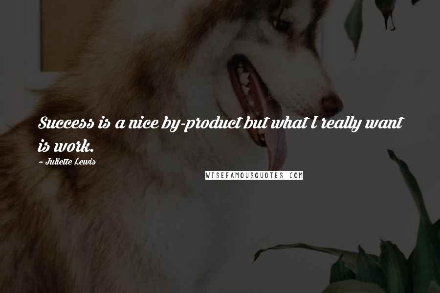 Juliette Lewis Quotes: Success is a nice by-product but what I really want is work.