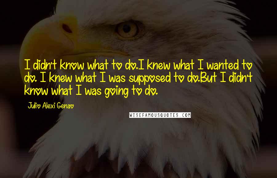 Julio Alexi Genao Quotes: I didn't know what to do.I knew what I wanted to do. I knew what I was supposed to do.But I didn't know what I was going to do.