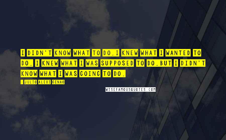 Julio Alexi Genao Quotes: I didn't know what to do.I knew what I wanted to do. I knew what I was supposed to do.But I didn't know what I was going to do.