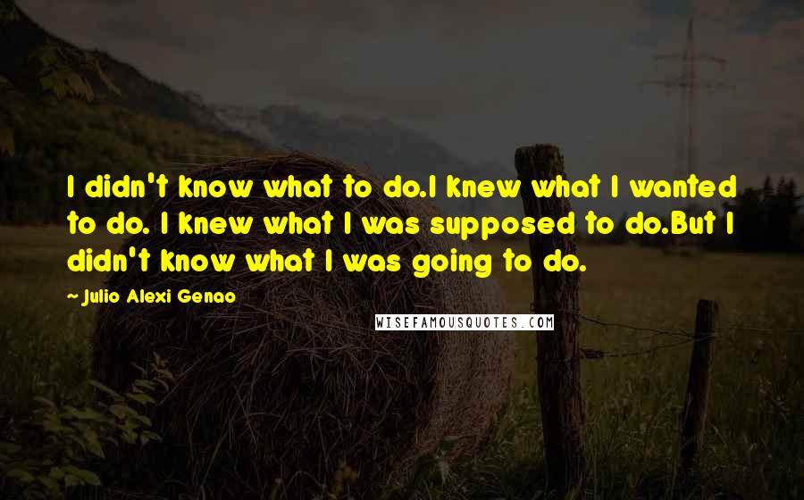 Julio Alexi Genao Quotes: I didn't know what to do.I knew what I wanted to do. I knew what I was supposed to do.But I didn't know what I was going to do.