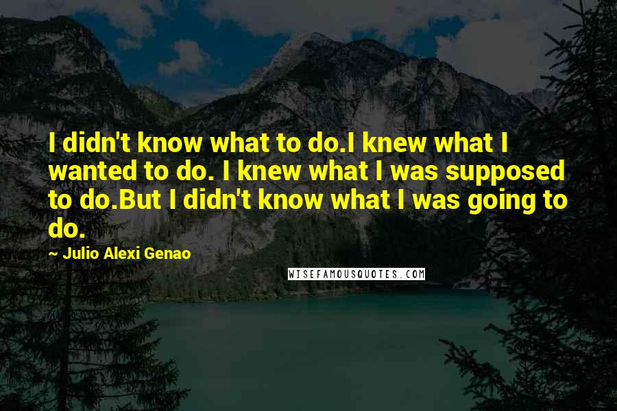 Julio Alexi Genao Quotes: I didn't know what to do.I knew what I wanted to do. I knew what I was supposed to do.But I didn't know what I was going to do.