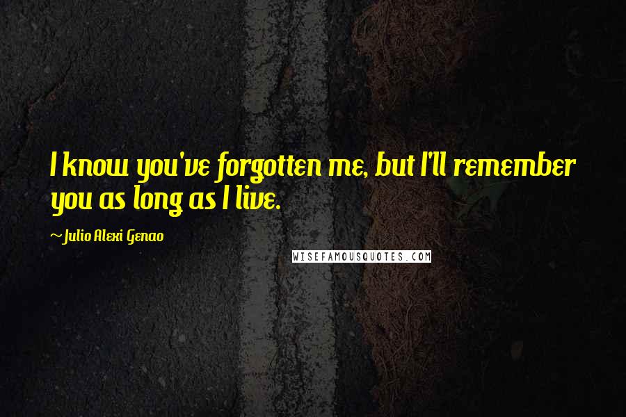 Julio Alexi Genao Quotes: I know you've forgotten me, but I'll remember you as long as I live.