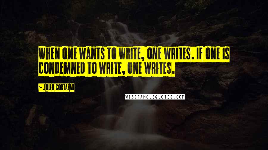 Julio Cortazar Quotes: When one wants to write, one writes. If one is condemned to write, one writes.