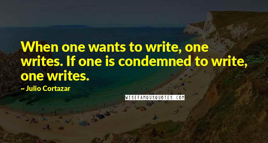 Julio Cortazar Quotes: When one wants to write, one writes. If one is condemned to write, one writes.