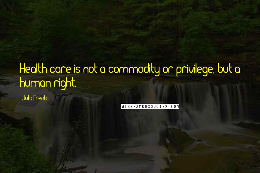 Julio Frenk Quotes: Health care is not a commodity or privilege, but a human right.