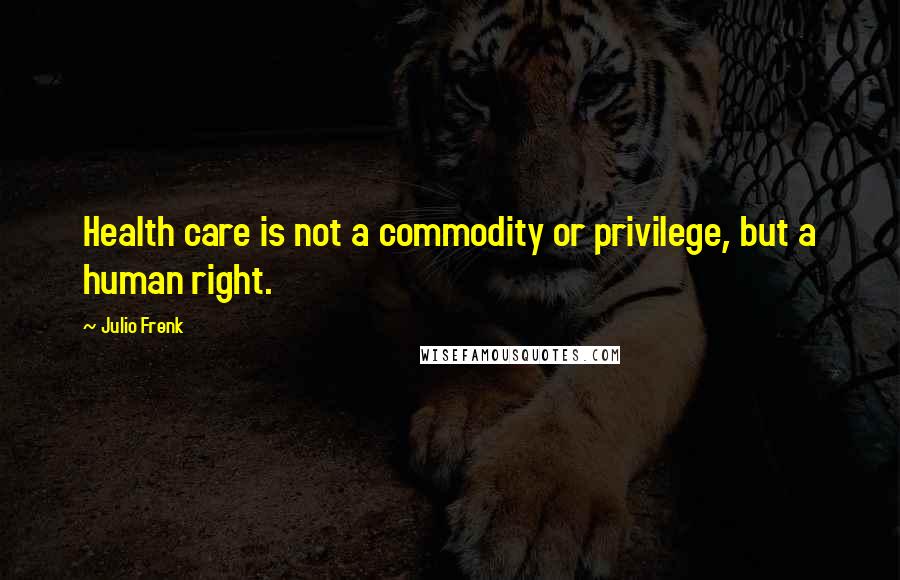 Julio Frenk Quotes: Health care is not a commodity or privilege, but a human right.