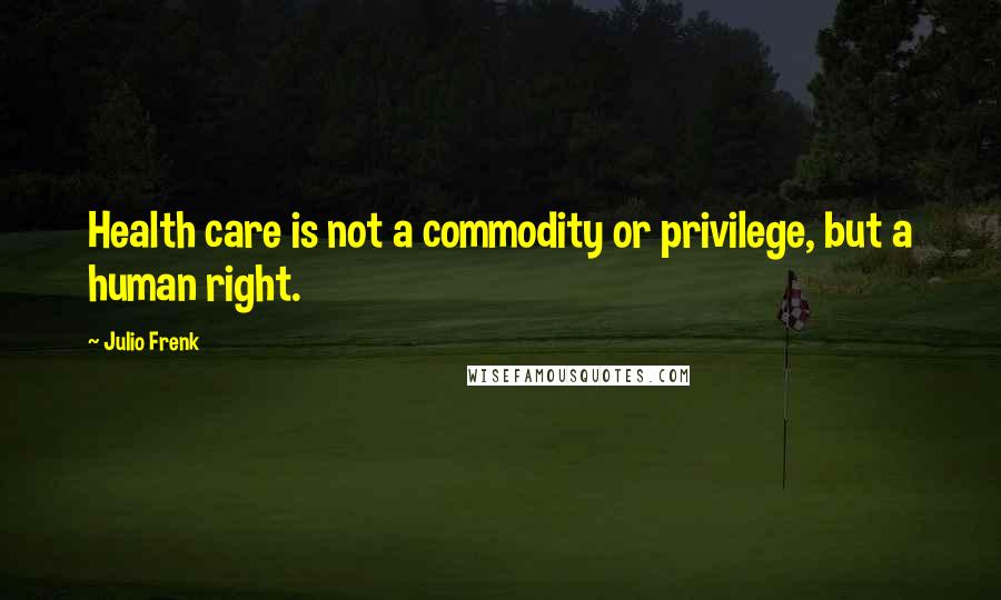 Julio Frenk Quotes: Health care is not a commodity or privilege, but a human right.