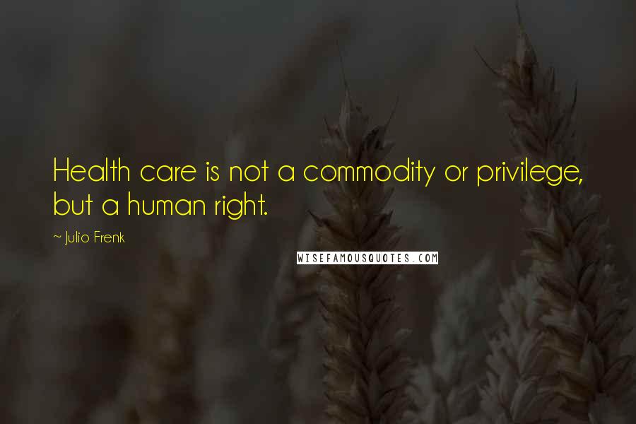 Julio Frenk Quotes: Health care is not a commodity or privilege, but a human right.