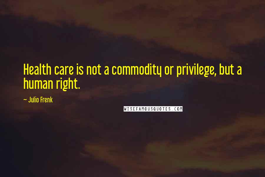 Julio Frenk Quotes: Health care is not a commodity or privilege, but a human right.