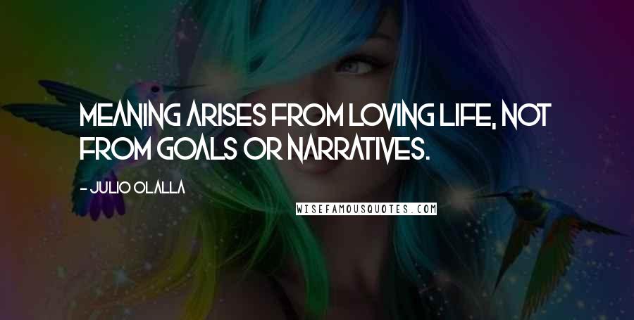 Julio Olalla Quotes: Meaning arises from loving life, not from goals or narratives.