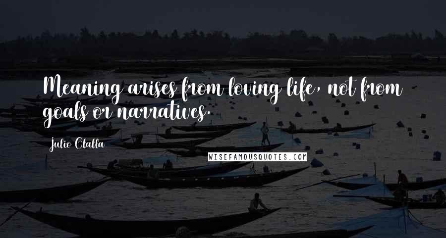 Julio Olalla Quotes: Meaning arises from loving life, not from goals or narratives.