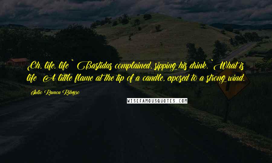 Julio Ramon Ribeyro Quotes: Oh, life, life!" Bastidas complained, sipping his drink. "What is life? A little flame at the tip of a candle, exposed to a strong wind.