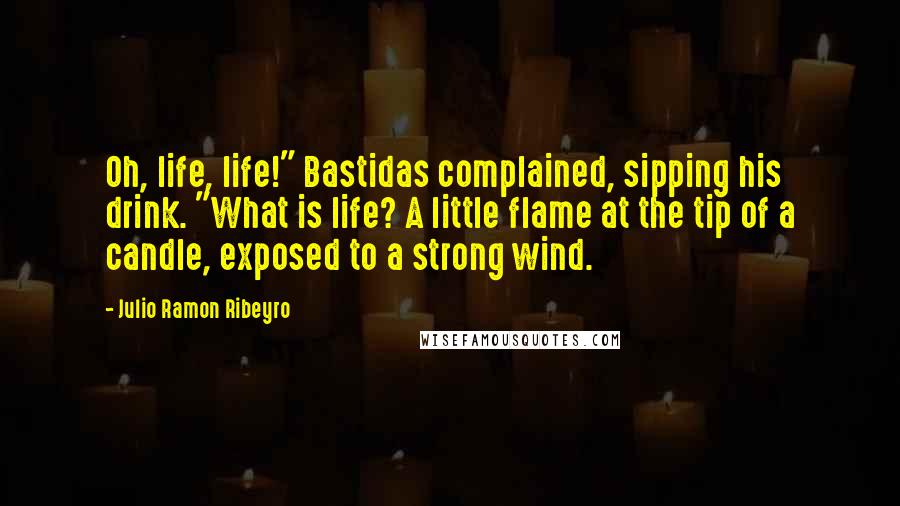 Julio Ramon Ribeyro Quotes: Oh, life, life!" Bastidas complained, sipping his drink. "What is life? A little flame at the tip of a candle, exposed to a strong wind.