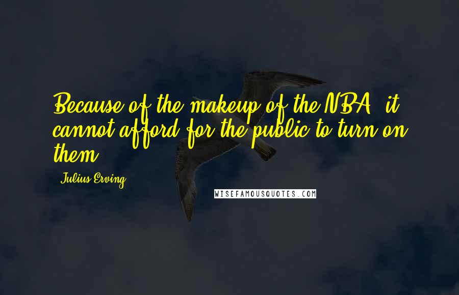 Julius Erving Quotes: Because of the makeup of the NBA, it cannot afford for the public to turn on them.