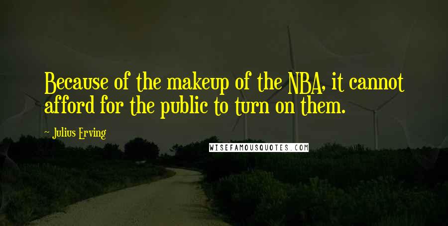 Julius Erving Quotes: Because of the makeup of the NBA, it cannot afford for the public to turn on them.