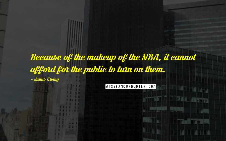 Julius Erving Quotes: Because of the makeup of the NBA, it cannot afford for the public to turn on them.