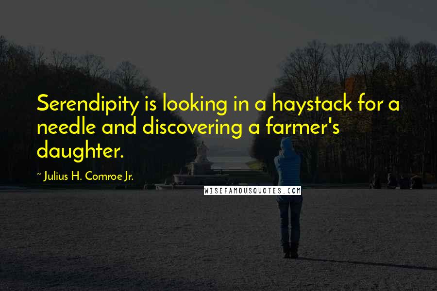 Julius H. Comroe Jr. Quotes: Serendipity is looking in a haystack for a needle and discovering a farmer's daughter.