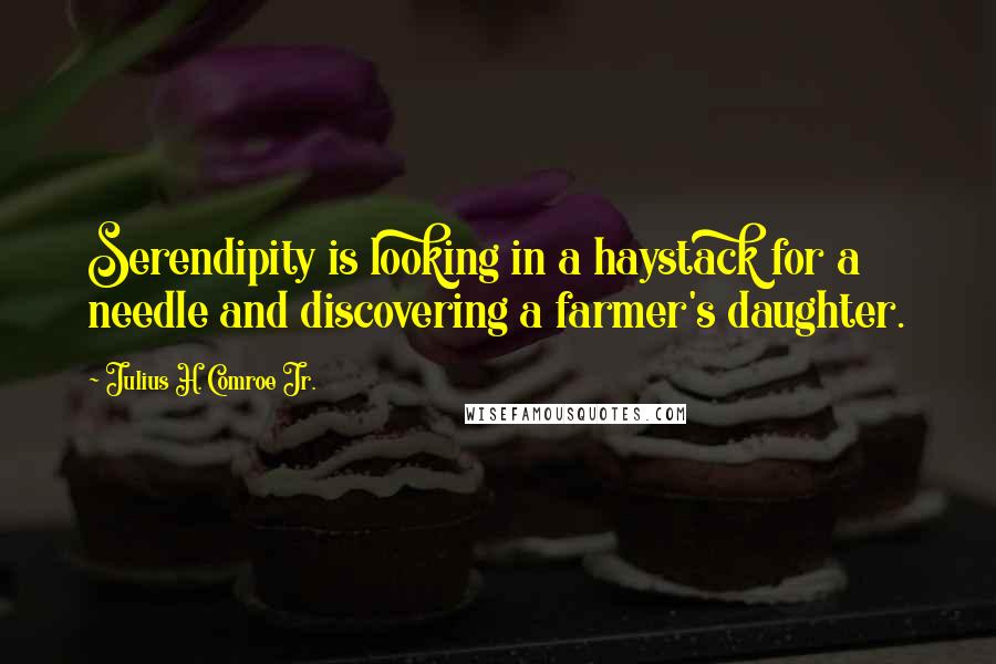 Julius H. Comroe Jr. Quotes: Serendipity is looking in a haystack for a needle and discovering a farmer's daughter.