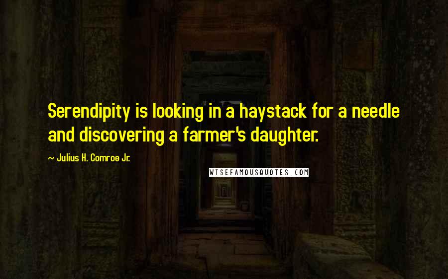 Julius H. Comroe Jr. Quotes: Serendipity is looking in a haystack for a needle and discovering a farmer's daughter.