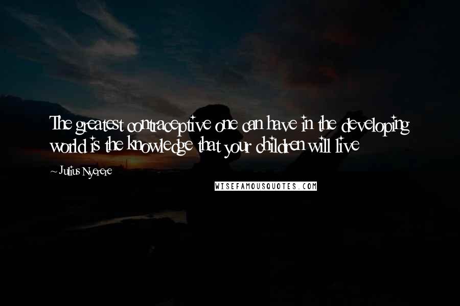 Julius Nyerere Quotes: The greatest contraceptive one can have in the developing world is the knowledge that your children will live