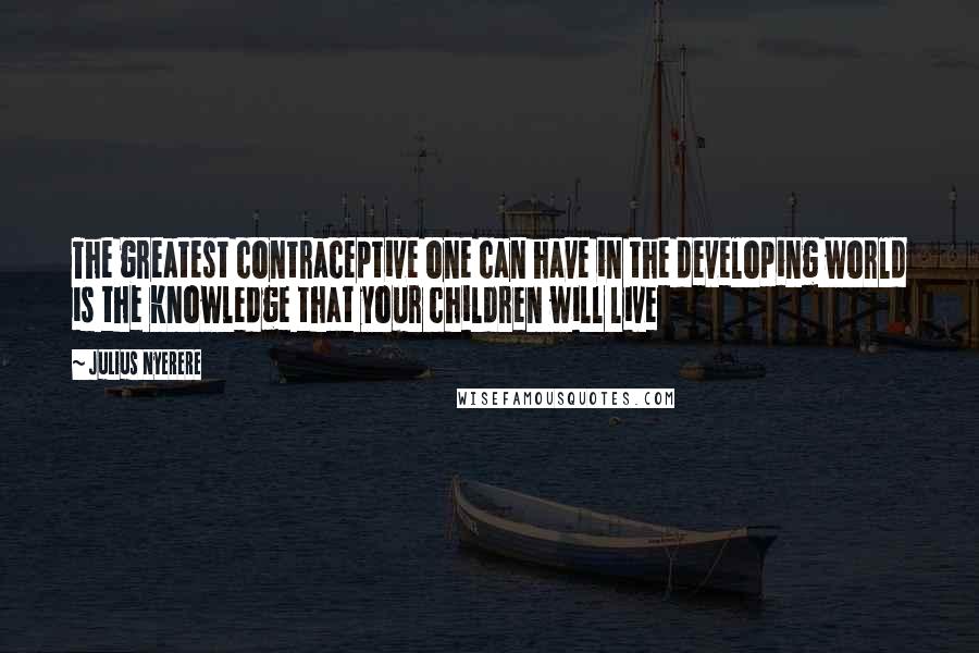 Julius Nyerere Quotes: The greatest contraceptive one can have in the developing world is the knowledge that your children will live