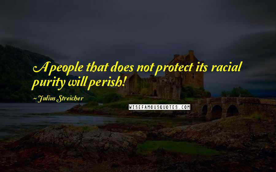 Julius Streicher Quotes: A people that does not protect its racial purity will perish!
