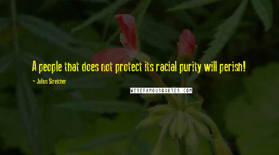 Julius Streicher Quotes: A people that does not protect its racial purity will perish!