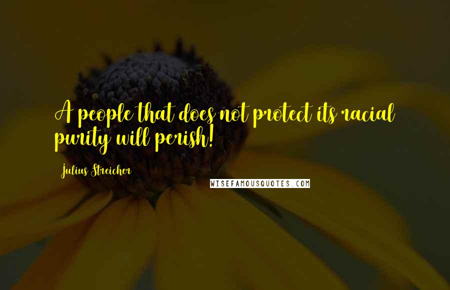 Julius Streicher Quotes: A people that does not protect its racial purity will perish!