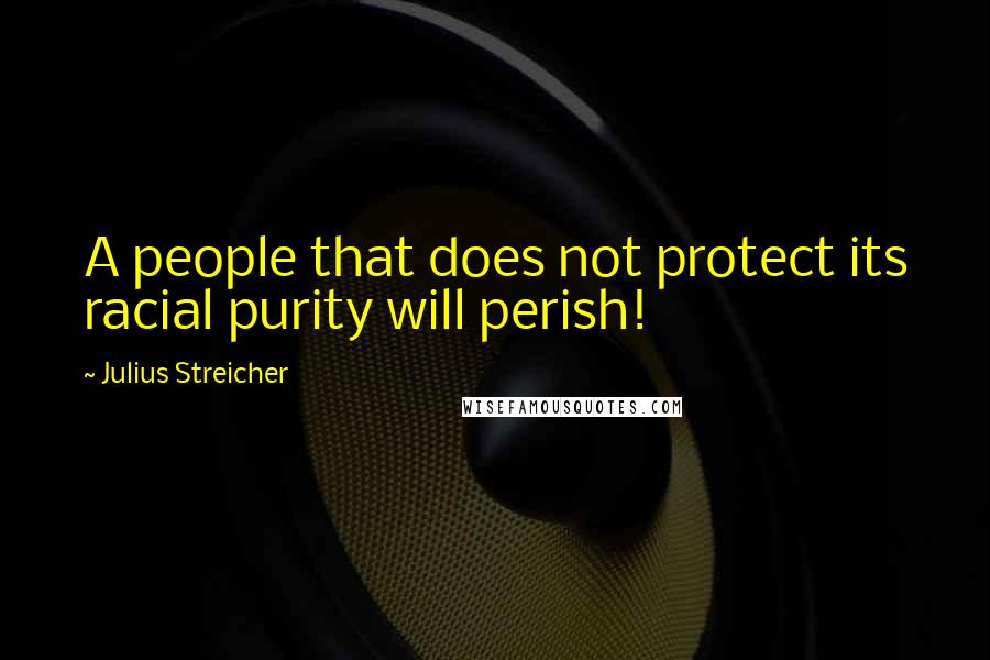 Julius Streicher Quotes: A people that does not protect its racial purity will perish!