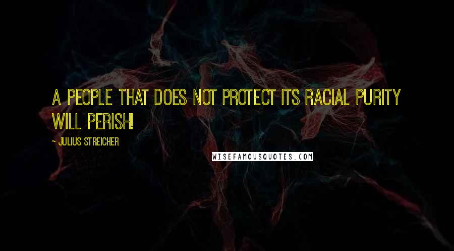 Julius Streicher Quotes: A people that does not protect its racial purity will perish!