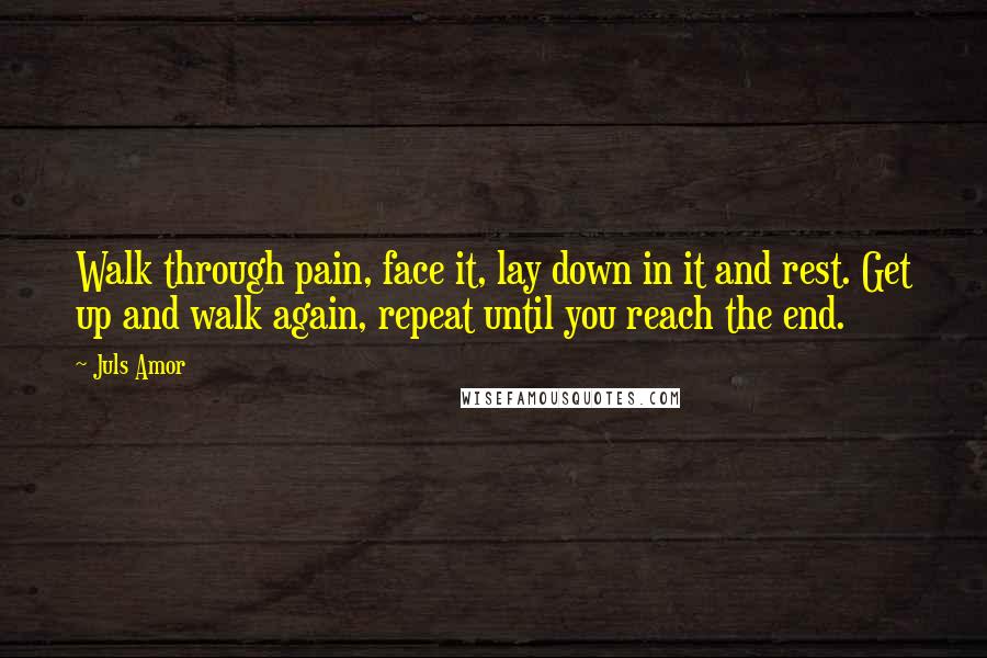 Juls Amor Quotes: Walk through pain, face it, lay down in it and rest. Get up and walk again, repeat until you reach the end.