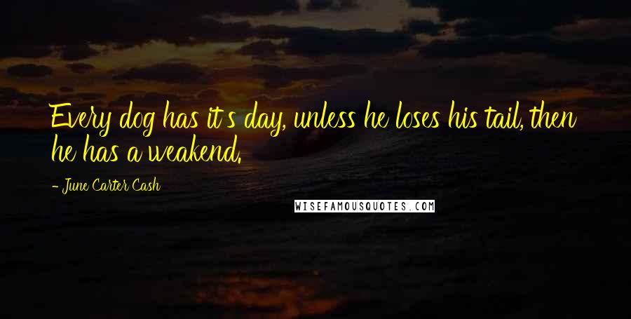 June Carter Cash Quotes: Every dog has it's day, unless he loses his tail, then he has a weakend.