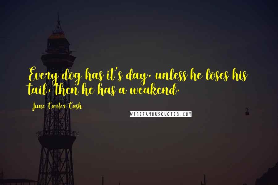 June Carter Cash Quotes: Every dog has it's day, unless he loses his tail, then he has a weakend.