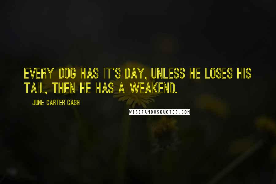 June Carter Cash Quotes: Every dog has it's day, unless he loses his tail, then he has a weakend.