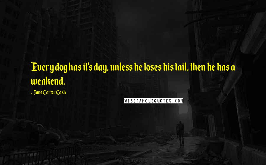 June Carter Cash Quotes: Every dog has it's day, unless he loses his tail, then he has a weakend.