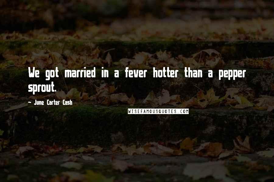 June Carter Cash Quotes: We got married in a fever hotter than a pepper sprout.