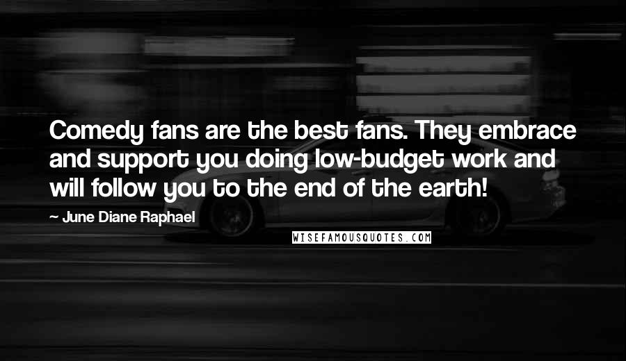 June Diane Raphael Quotes: Comedy fans are the best fans. They embrace and support you doing low-budget work and will follow you to the end of the earth!