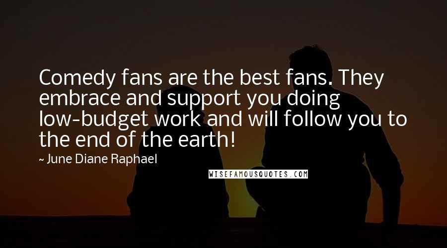 June Diane Raphael Quotes: Comedy fans are the best fans. They embrace and support you doing low-budget work and will follow you to the end of the earth!