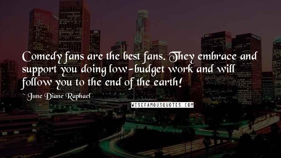 June Diane Raphael Quotes: Comedy fans are the best fans. They embrace and support you doing low-budget work and will follow you to the end of the earth!