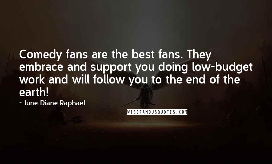 June Diane Raphael Quotes: Comedy fans are the best fans. They embrace and support you doing low-budget work and will follow you to the end of the earth!