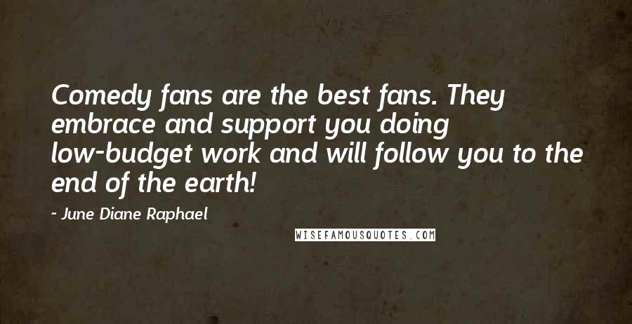 June Diane Raphael Quotes: Comedy fans are the best fans. They embrace and support you doing low-budget work and will follow you to the end of the earth!