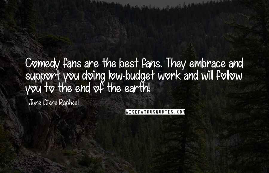 June Diane Raphael Quotes: Comedy fans are the best fans. They embrace and support you doing low-budget work and will follow you to the end of the earth!