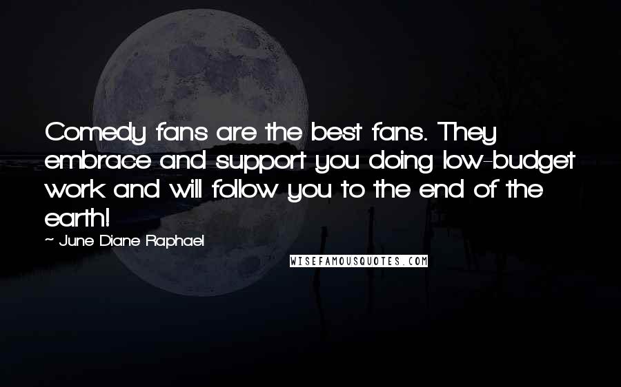 June Diane Raphael Quotes: Comedy fans are the best fans. They embrace and support you doing low-budget work and will follow you to the end of the earth!