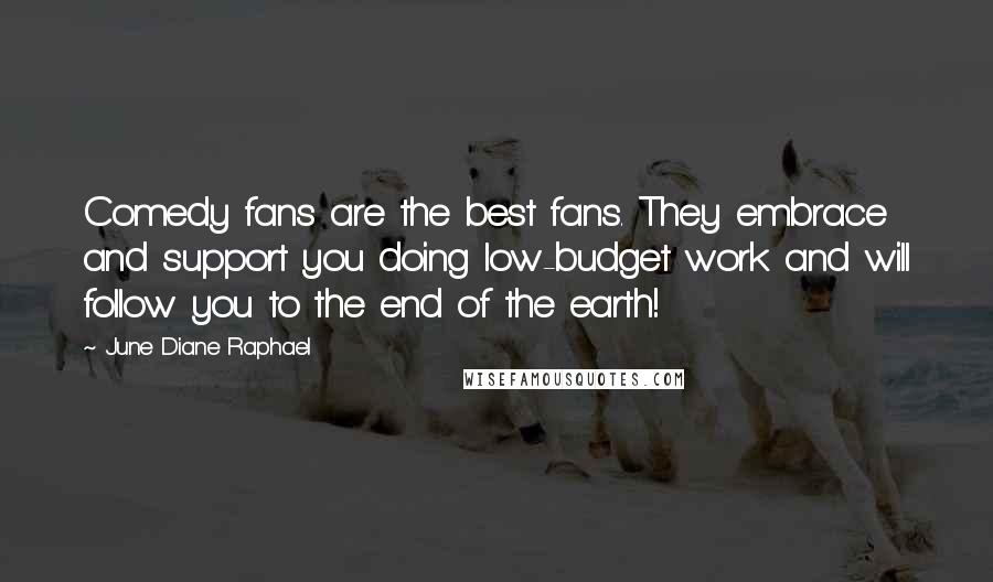 June Diane Raphael Quotes: Comedy fans are the best fans. They embrace and support you doing low-budget work and will follow you to the end of the earth!