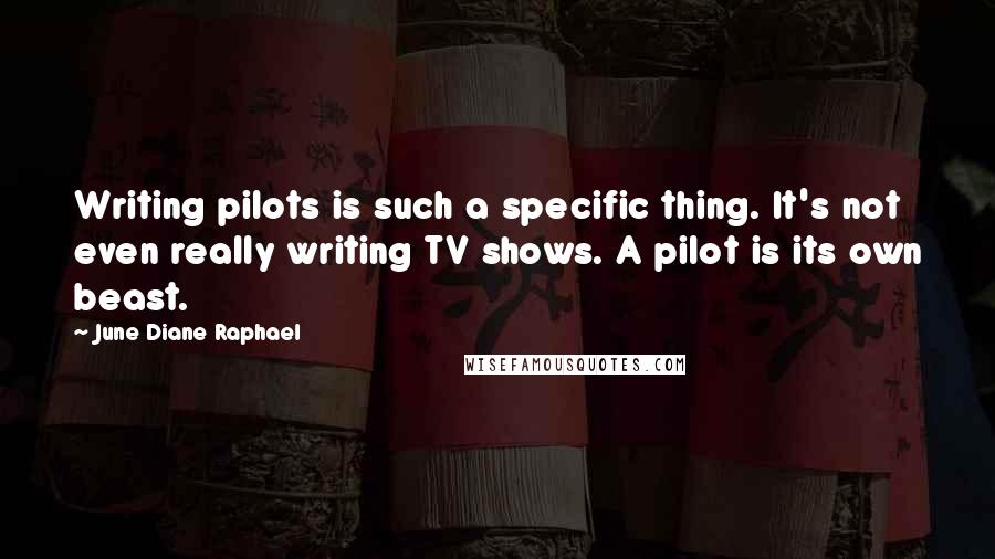 June Diane Raphael Quotes: Writing pilots is such a specific thing. It's not even really writing TV shows. A pilot is its own beast.