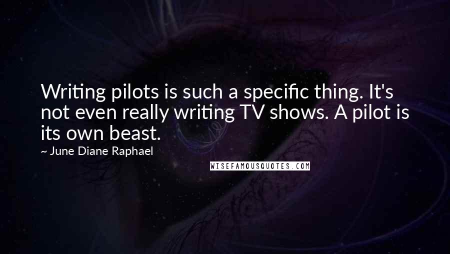 June Diane Raphael Quotes: Writing pilots is such a specific thing. It's not even really writing TV shows. A pilot is its own beast.