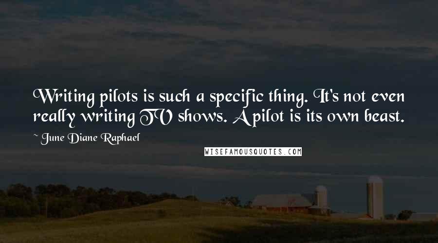 June Diane Raphael Quotes: Writing pilots is such a specific thing. It's not even really writing TV shows. A pilot is its own beast.