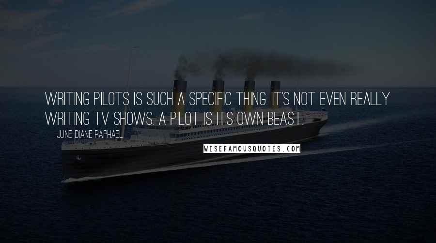 June Diane Raphael Quotes: Writing pilots is such a specific thing. It's not even really writing TV shows. A pilot is its own beast.